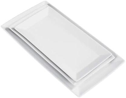 Amazon Basics 3-Piece Porcelain Serving Platters, Oven Safe, for