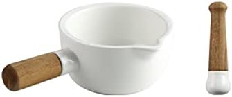 Porcelain Mortar and Pestle Set with Pour Spout Spice Grinder Bowl