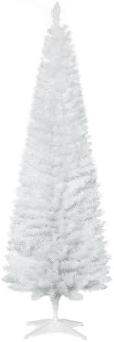 HOMCOM 6' Artificial Pencil Christmas Tree, Slim, Plastic Stand, White