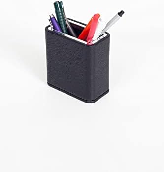 Desktop Leather with Chrome Detail Pen Holder Black
