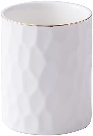 Ceramic Aesthetic Pen Holder for Desk Cute White Pencil Holder Cup Pot