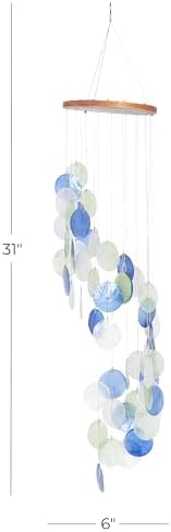 Deco 79 Capiz Shell Spiral Waterfall Windchime, 6" x 6" x 31", Tan