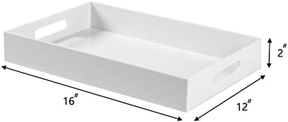 Sooyee Acrylic Serving Tray with Handles, 16" x 12", White