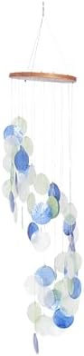 Deco 79 Capiz Shell Spiral Waterfall Windchime, 6" x 6" x 31", Tan