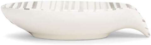 DEMDACO Stir Things Up 4.5 x 4 Glossy White and Grey Stripe Ceramic