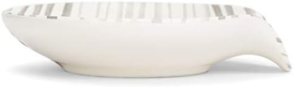 DEMDACO Stir Things Up 4.5 x 4 Glossy White and Grey Stripe Ceramic
