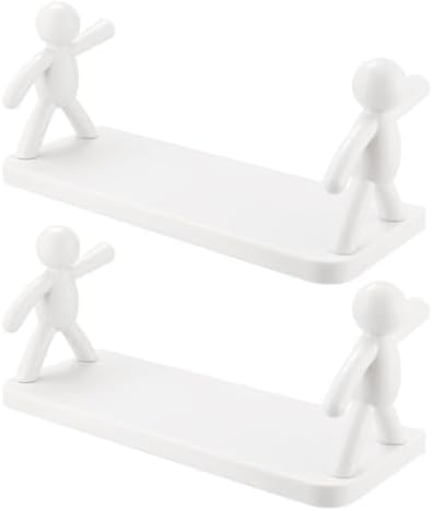 2 Mounted Hook Rack Floating Wall Shelves for Bedroom Bathroom Kitchen