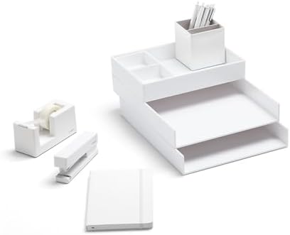 Poppin Dream Desk Set - White, Letter Trays, Accessory Tray, This +