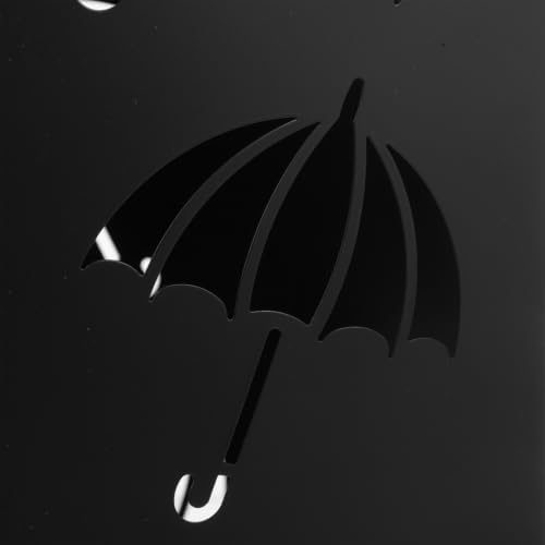 Black Metal Umbrella Stand with Hollow Design for Entryway Cane