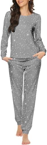 Ekouaer Womens Jogger Pajama Sets Long Sleeve Sleepwear Lounge Sets