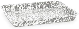 Enamelware Small Rectangular Tray, 11.25 x 9 inches, Grey/White