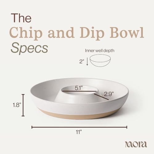 MORA Ceramic Chips and Dip Serving Tray: Large Divided Party Bowl Set