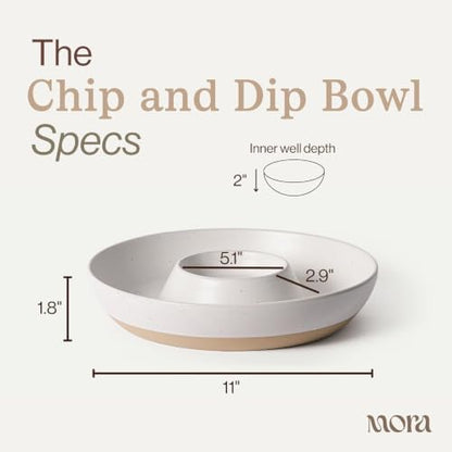 MORA Ceramic Chips and Dip Serving Tray: Large Divided Party Bowl Set