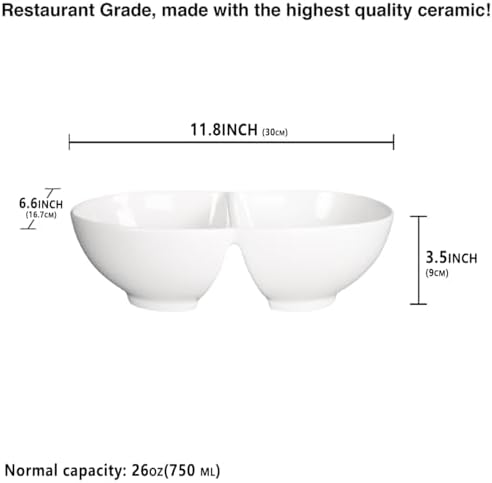 Creative Home Chip and Dip Bowl Set, Ceramic Divider Bowl, Plate