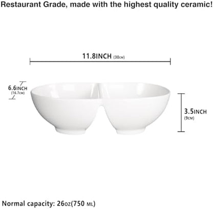 Creative Home Chip and Dip Bowl Set, Ceramic Divider Bowl, Plate