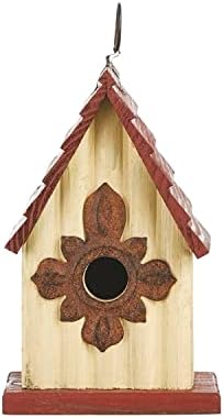 Glitzhome Hanging Bird House for Outdoors, 9" H Hand Painted Wooden