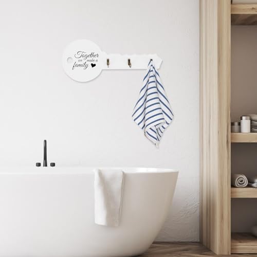 White Wooden Key Shaped Wall Hook, Wall-mounted Hanger for Bags Towels