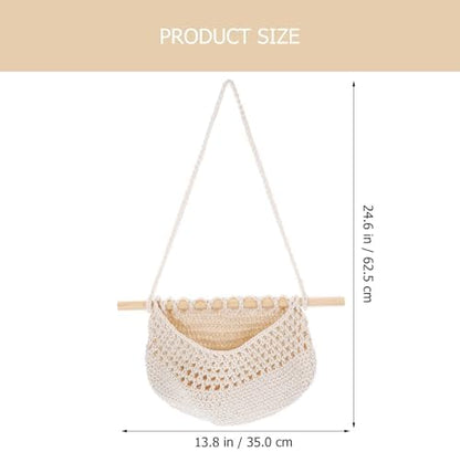 Hanging Fruit Basket Beige for Kitchen, Plant Woven Wall Storage