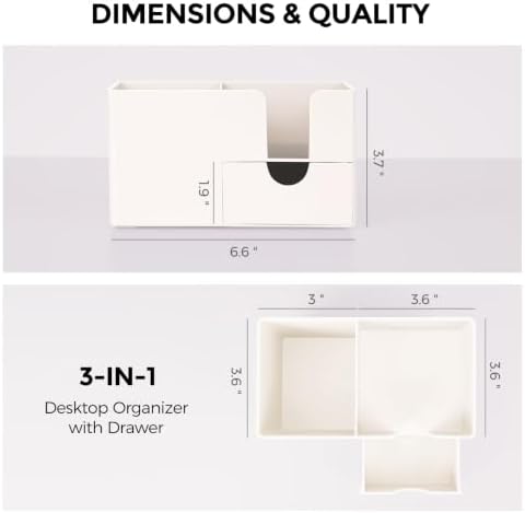 SKYDUE Small Desk Organizer with Sticky Notes Holder,Pen Holder for