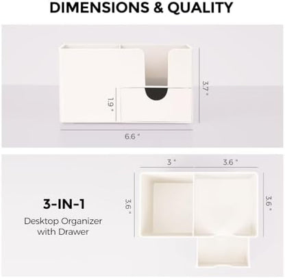 SKYDUE Small Desk Organizer with Sticky Notes Holder,Pen Holder for
