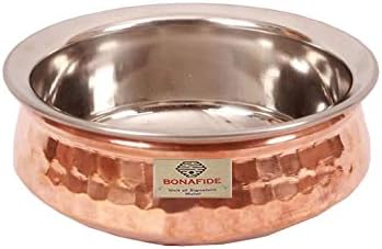 bona fide copper Serving Bowl,Stainless Steel Hammered Karahi and bowl