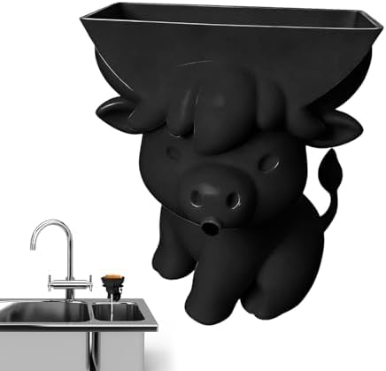 Sponge Holder for Sink Funny Cow Decor with Drainage