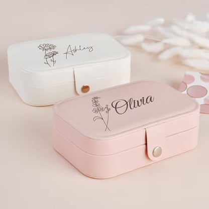 Personalized Jewelry Box Gifts for Women Custom Travel Jewelry Case