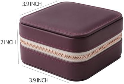 Genuine Leather Travel Jewelry Organizer Case with Mirror for Women