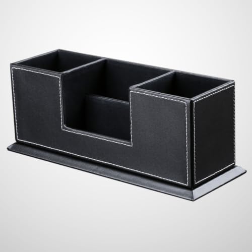 Multifunction Leather Double Pen Holder Desk Organizer with 4