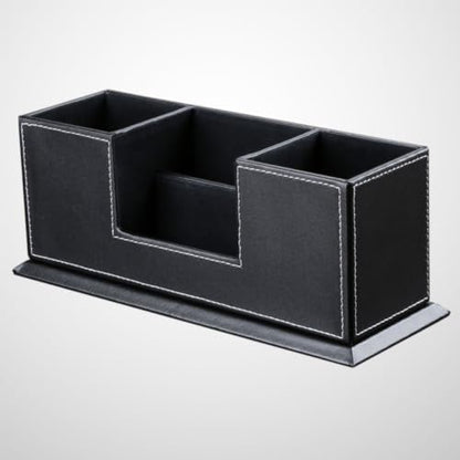 Multifunction Leather Double Pen Holder Desk Organizer with 4