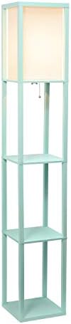 Simple Designs LF1014-AQU Etagere Organizer Storage Shelf Linen Shade