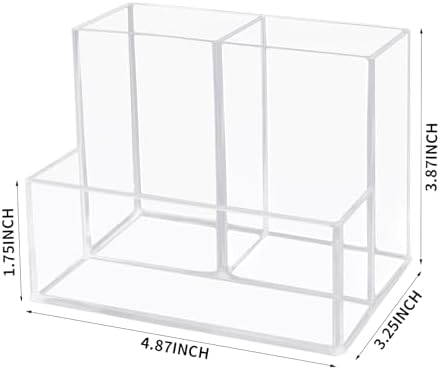HSYMQ Desktop Clear Pen Holder with 3 Compartments, Acrylic Pencil