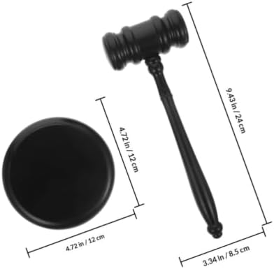 Black Wooden Judge Gavel Set with Base for Courtrooms