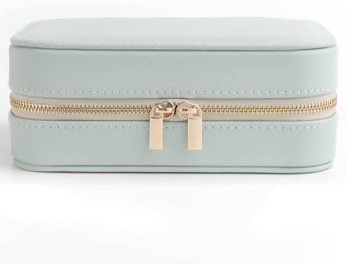 Genuine Leather Travel Jewelry Organizer Case with Mirror for Women