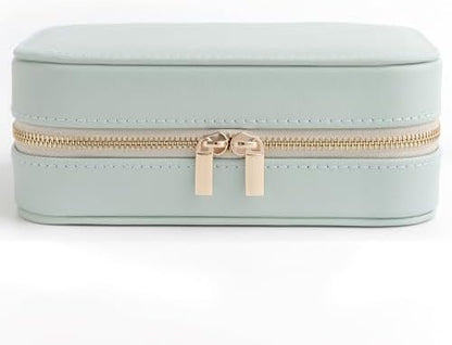Genuine Leather Travel Jewelry Organizer Case with Mirror for Women