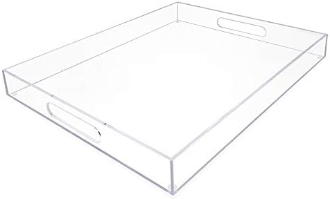 Isaac Jacobs Clear Acrylic Serving Tray (16x20) with Cutout Handles