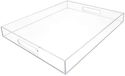 Isaac Jacobs Clear Acrylic Serving Tray (16x20) with Cutout Handles