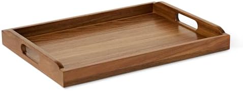 Amazon Basics Wooden Serving Tray, 17" x 12" Acacia Wood Decorative