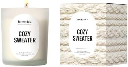 Homesick Cozy Sweater Candle – 13 oz Jar with Soy Wax Blend, Organic