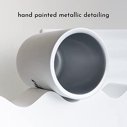 STYLED SETTINGS White Utensil Holder for Countertop, White & Silver