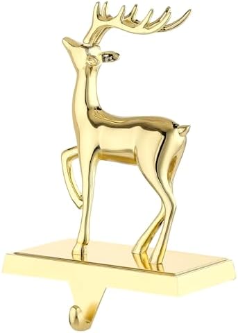 Gold 3D Reindeer Christmas Stocking Holders for Mantet,Stocking