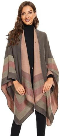 Shawl Wraps for Women, Elegant Knitted Cape Open Front Poncho Scarf