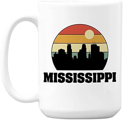 Vintage Mississippi State Skyline White Ceramic Coffee & Tea Mug Cup