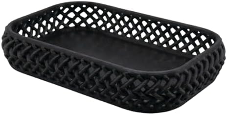 Multifunctional Decorative Storage Tray, Rattan Textured Organizer