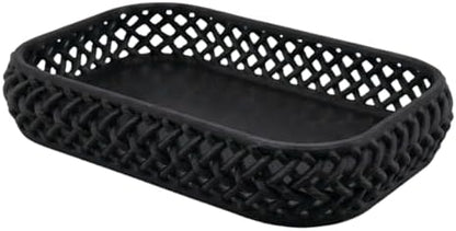 Multifunctional Decorative Storage Tray, Rattan Textured Organizer