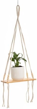 AVOIRR Boho Hanging Wall Shelf – Minimalist Floating Plant Shelf with