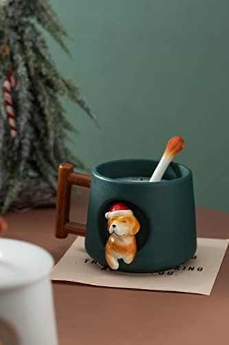 DIHOclub Ceramic Coffee Mug with Lid and Matching Spoon,Novelty 3D