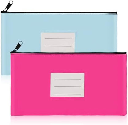 2-Pack Bank Deposit Money Bags with Zipper, 11 x 6 Inches, PU Leather