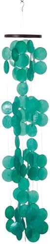 Woodstock Chimes Capiz Waterfall Wind Chime, 40" Patina Green Capiz