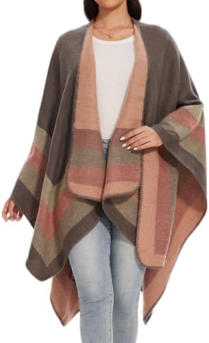 Shawl Wraps for Women, Elegant Knitted Cape Open Front Poncho Scarf